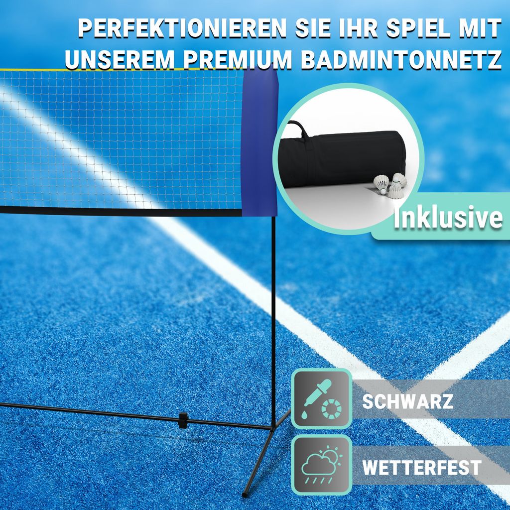 Badmintonnetz 400cm Blau 155cm Höhe einfache Montage robust Produktbild 2