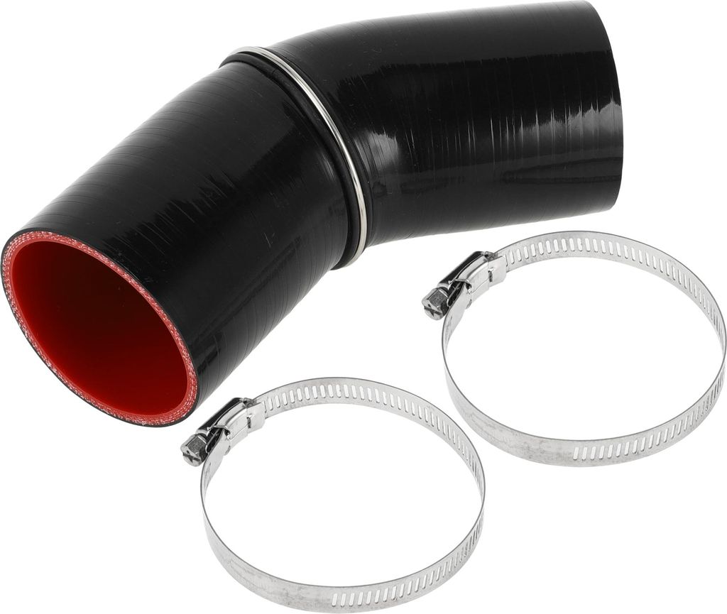 1 Set 70mm/2.76" ID 102mm/4.02" Length 45 Degrees Black Red Auto Silikonschlauch mit Schellen Kühlmittelschlauch Universal
