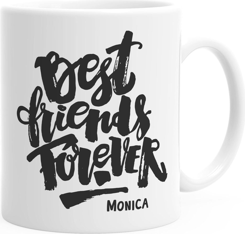 personalisierte Tasse Best friends forever mit Namen Spruch persönliche Geschenke beste Freundin SpecialMe weiß Kaffeetasse