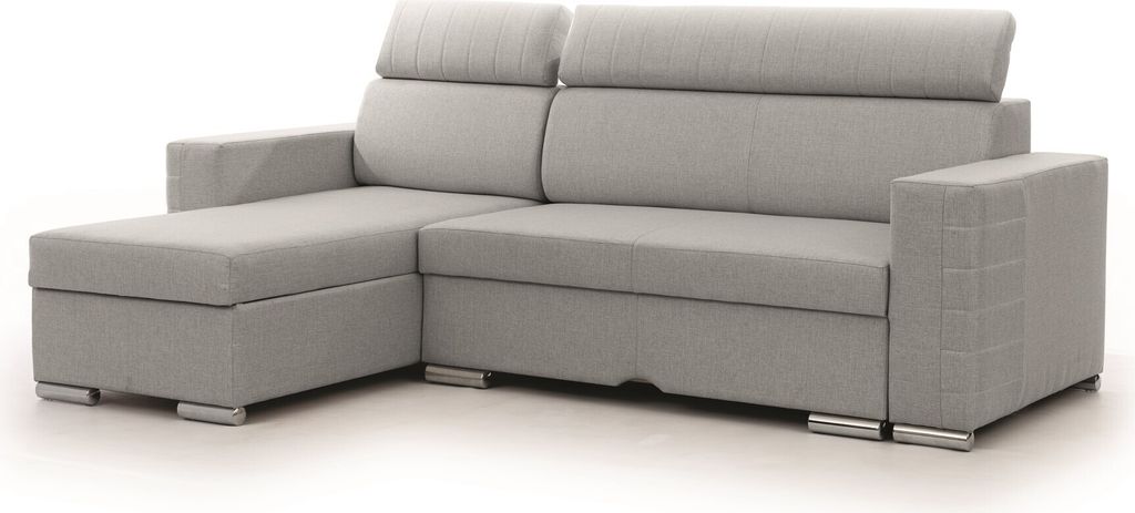 Ecksofa Schlafsofa Sofa CANTON in Stoff Liverpool Grau Ottomane Links