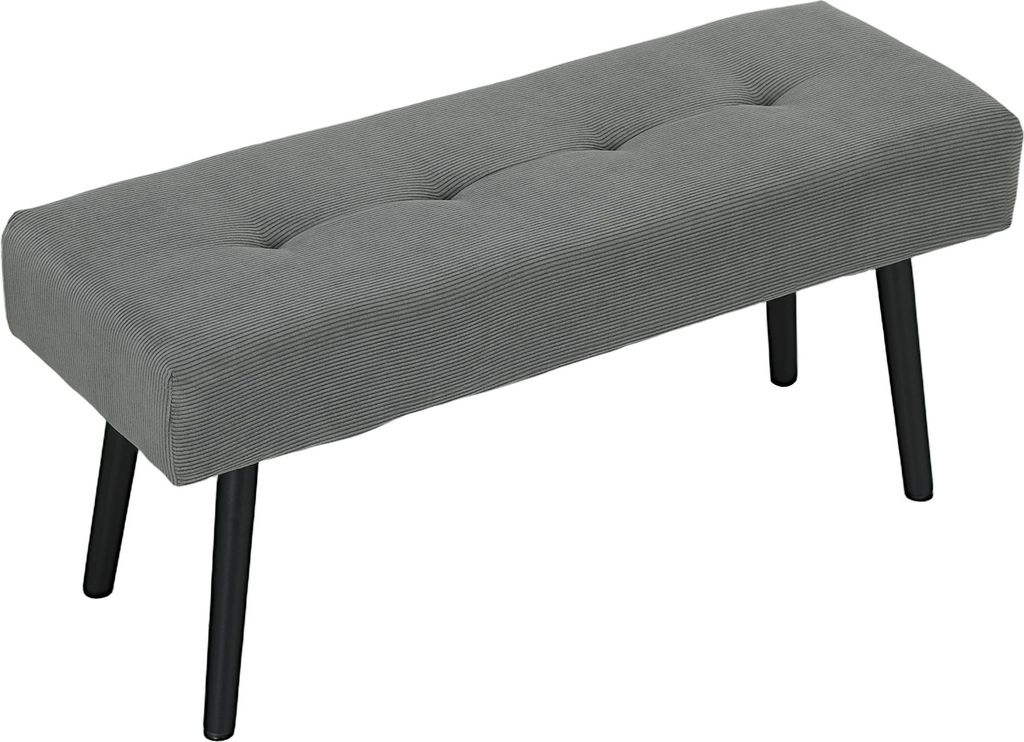 Sitzbank Polsterbank mit Cordbezug, Bettbank mit Metallbeine, Schuhbank 100 x 36 x 45 cm Grau