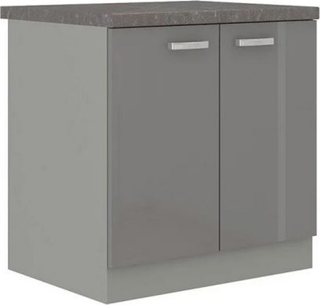 Meuble bas de cuisine deux portes 80 cm RONG - gris / gris Image du produit 