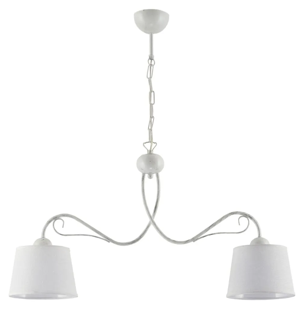 Plafonnier suspension KAMELIA 2 lumières métal blanc 80cm pour salon