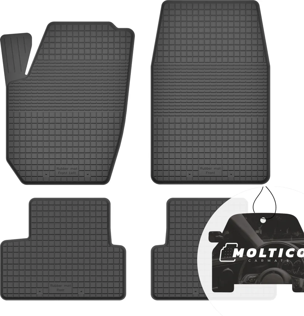 Tappetini in gomma con bordo Tappetini per auto Tappetini in gomma per auto Set di 4 pezzi su misura - adatto per Citroen DS3 2009-2018