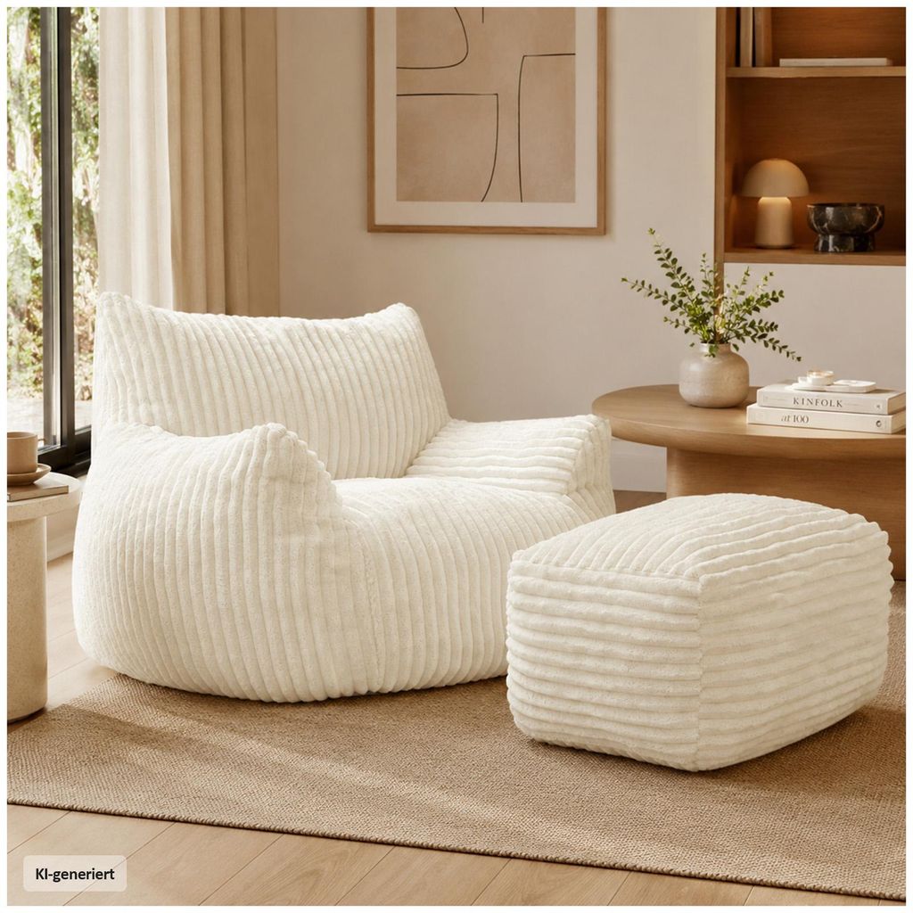 Loungesessel mit Hocker in Weiß Produktbild 