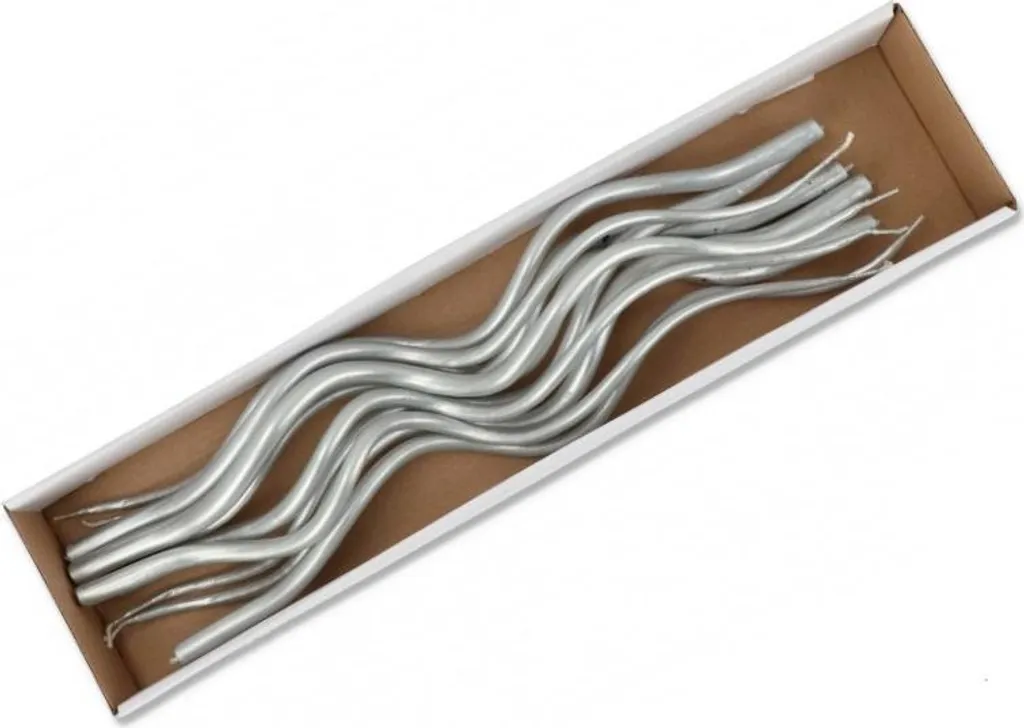 Bougies argentées 40cm L2 SE40MET - Lot de 10 flambeaux sans coulure