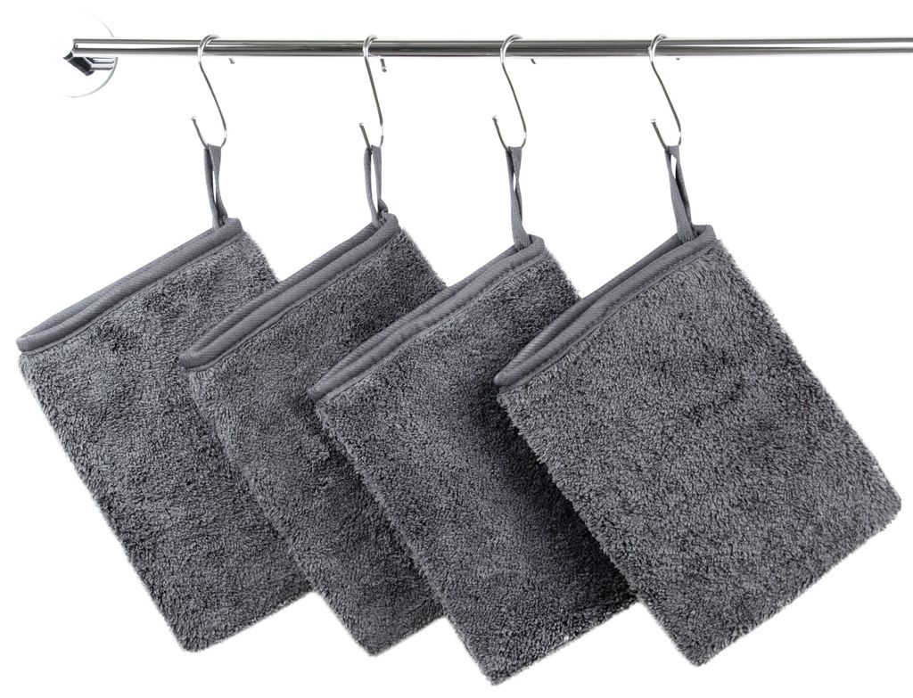 9er Set Waschlappen / Waschhandschuh Mikrofaser, grau, Produktbild 4