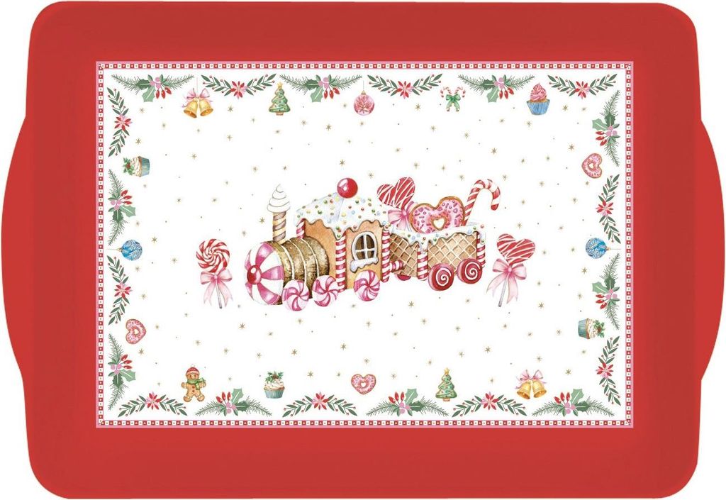 Serviertablett Sweet Christmas Lebkuchenzug 46x32cm aus Melamin Easy Life