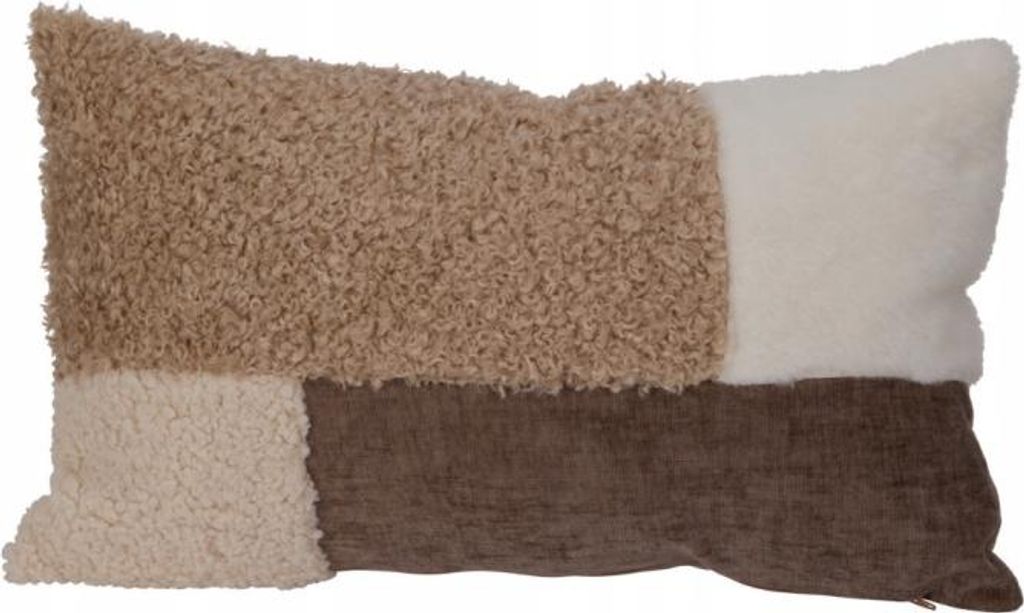 Dekokissen 50x30 cm braun und beige mit Teddystoff