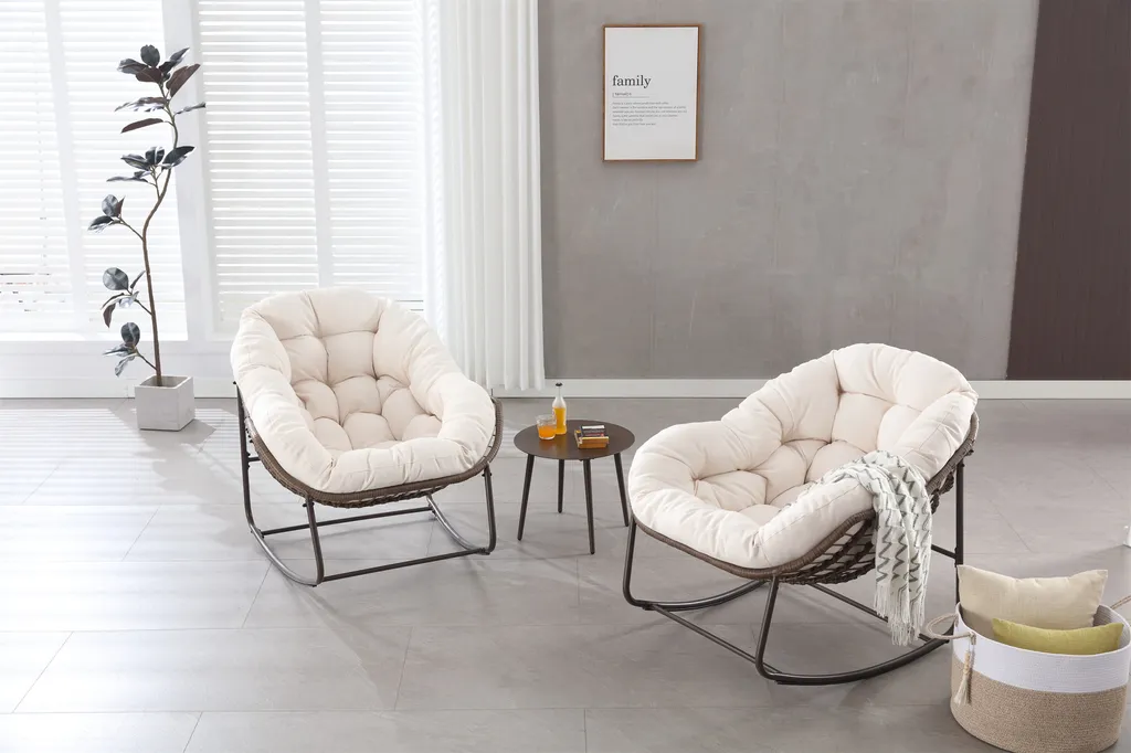 Chaise à bascule rembourrée 6" stable en acier blanc supportant 120 kg - 3