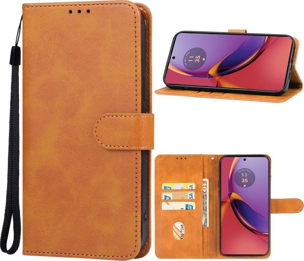 Mobigear Wallet Motorola Moto G84 Hülle Klapphülle Geldbörse - Braun
