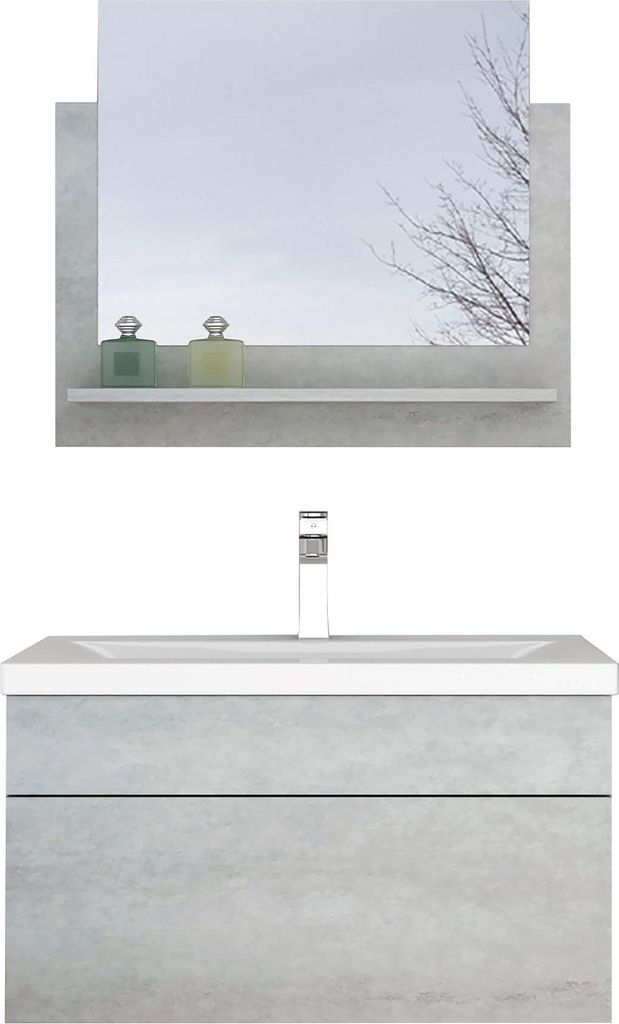 HOME DELUXE - Badmöbel-Set - WANGEROOGE Grau - Medium - Produktbild 