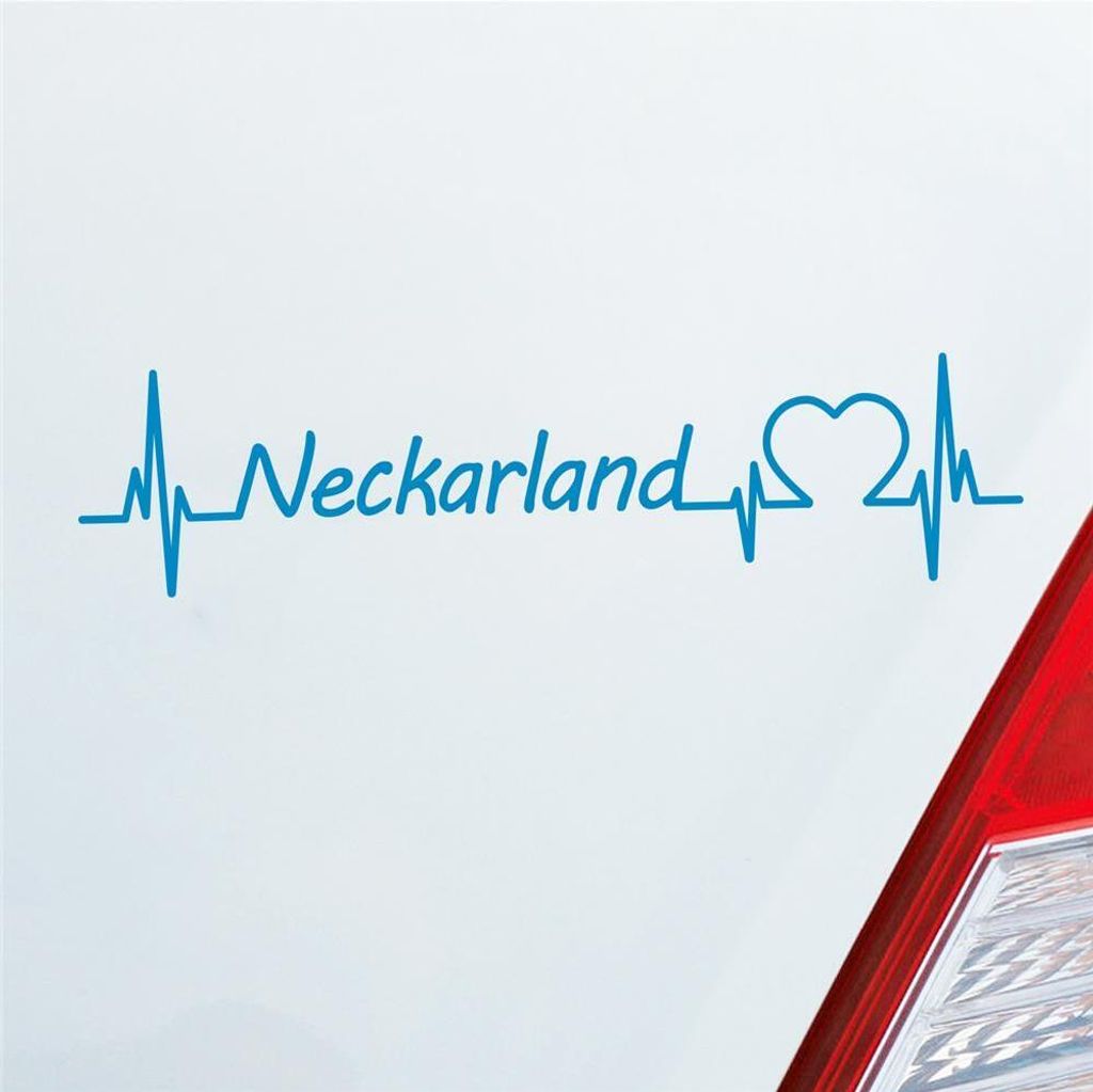 Auto Aufkleber Neckarland Puls Herzschlag mit Ferien Region Motiv 19x4 cm Hellblau Sticker Heckscheibenaufkleber