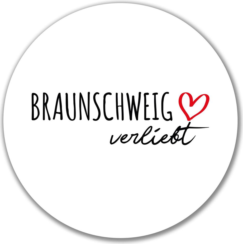 Huuraa Aufkleber Braunschweig verliebt 10cm rund Sticker Geschenkidee
