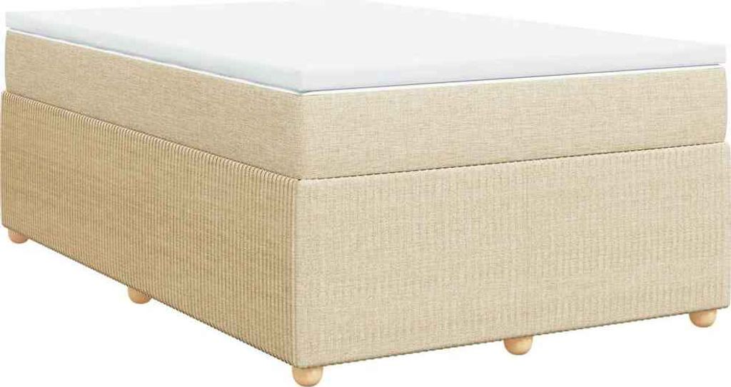 vidaXL Boxspringbett mit Matratze Creme 120x190 cm Stoff