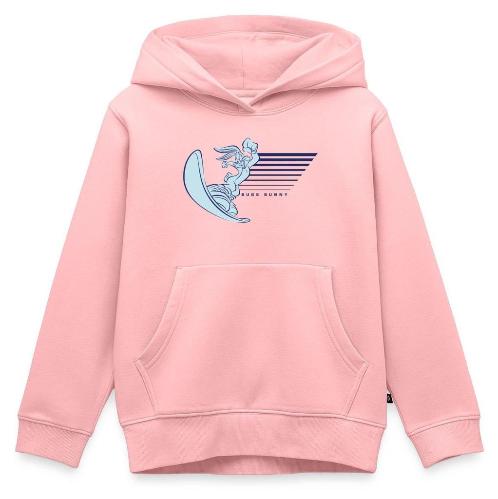 Spreadshirt Looney Tunes Bugs Bunny Mit Snowboard Kinder Premium Hoodie, 134/140 (8 Jahre), Rosa