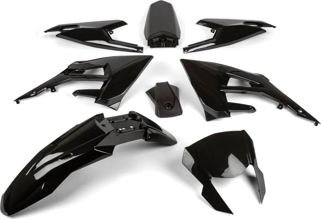 Carénages Str8 Noir pour Derbi X-Treme 50 après 2018 : Kit 8 Pièces