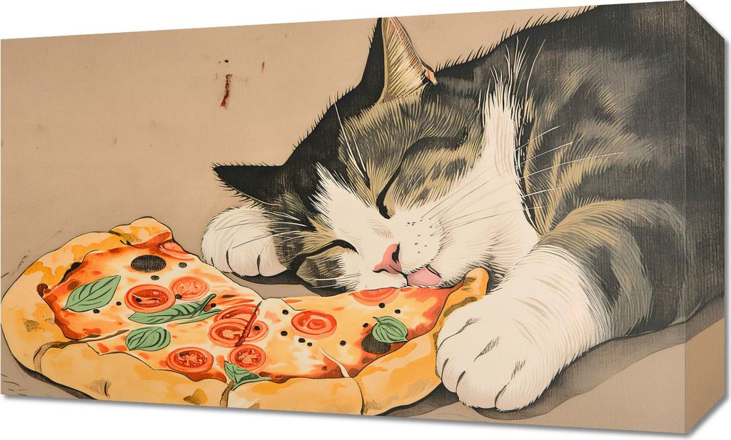 Bild 50x30cm Pizza für die Katze