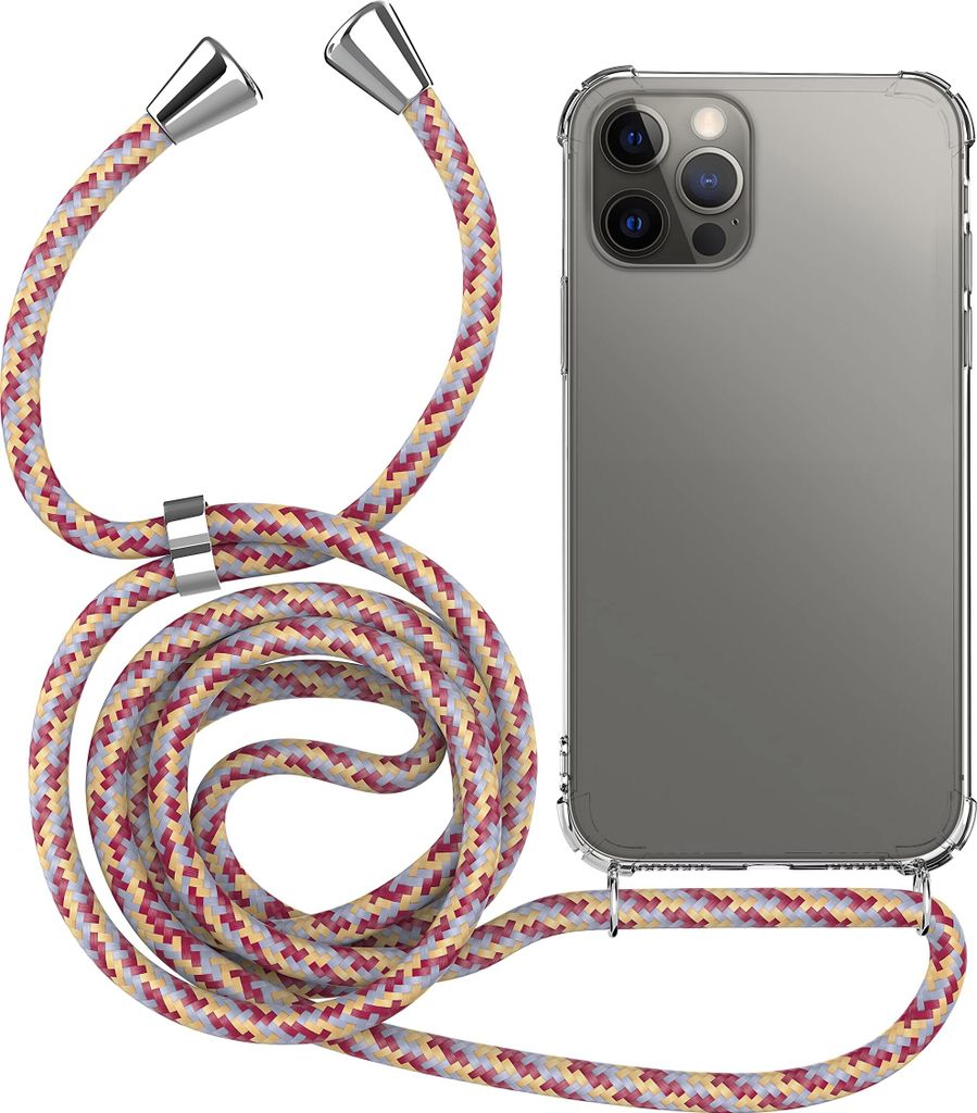 MyGadget Handykette für Apple iPhone 12 | 12 Pro TPU Hülle mit Band - Handyhülle mit Handyband zum Umhängen Kordel Schnur Case Schutzhülle - P...