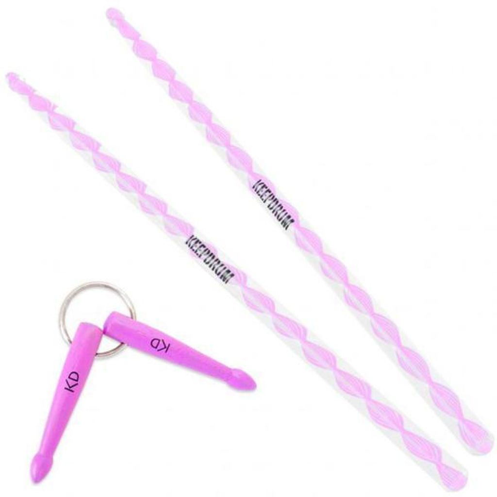 keepdrum DA-P Acryl Schlagzeugstöcke 5B Pink mit Schlüsselanhänger Pink Flieder