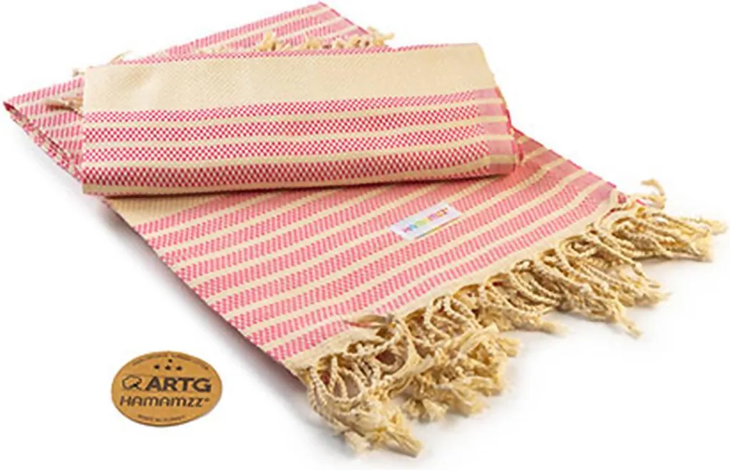 Serviette de bain Hamamzz Original Bodrum De Luxe AR055 Rose et Ivory