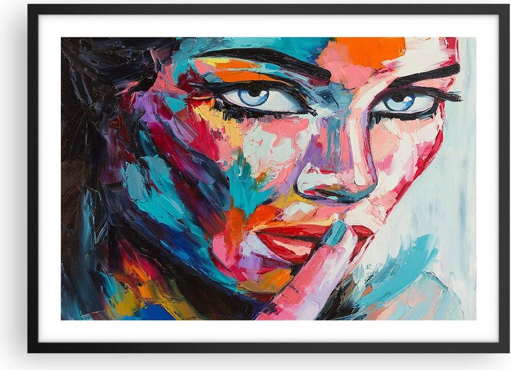 Gerahmtes Poster - Schwarzer Rahmen - Mädchen Gesicht - 70x50 cm - Wand Bild - Wanddeko - Wandbilder - Kunstposter - Wandposter - Bilderrahmen - B...