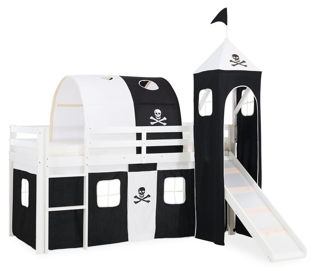 Homestyle4u Hochbett 90x200 mit Rausfallschutz Kinder mit Produktbild 