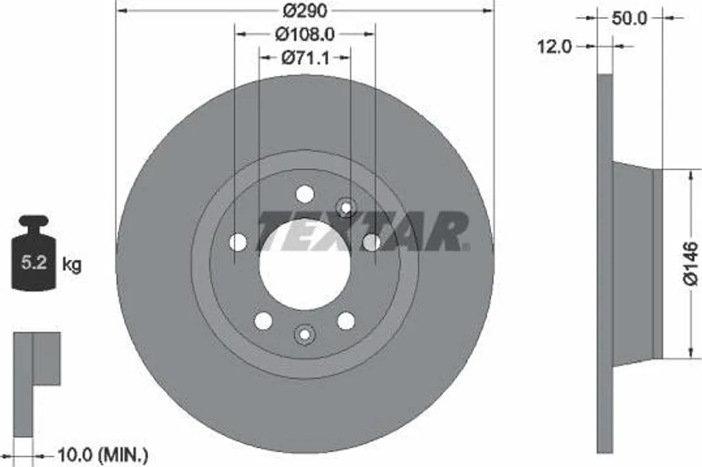 Disque de Frein Haute Qualité Textar 92195803 Technologie Anti-Bruit