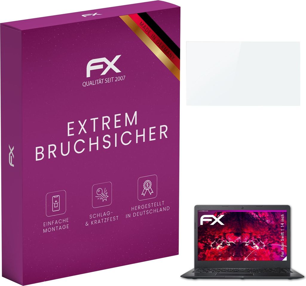 atFoliX FX-Hybrid-Glass Displayfolie kompatibel mit Acer Swift 1 (14 inch) Glasfolie