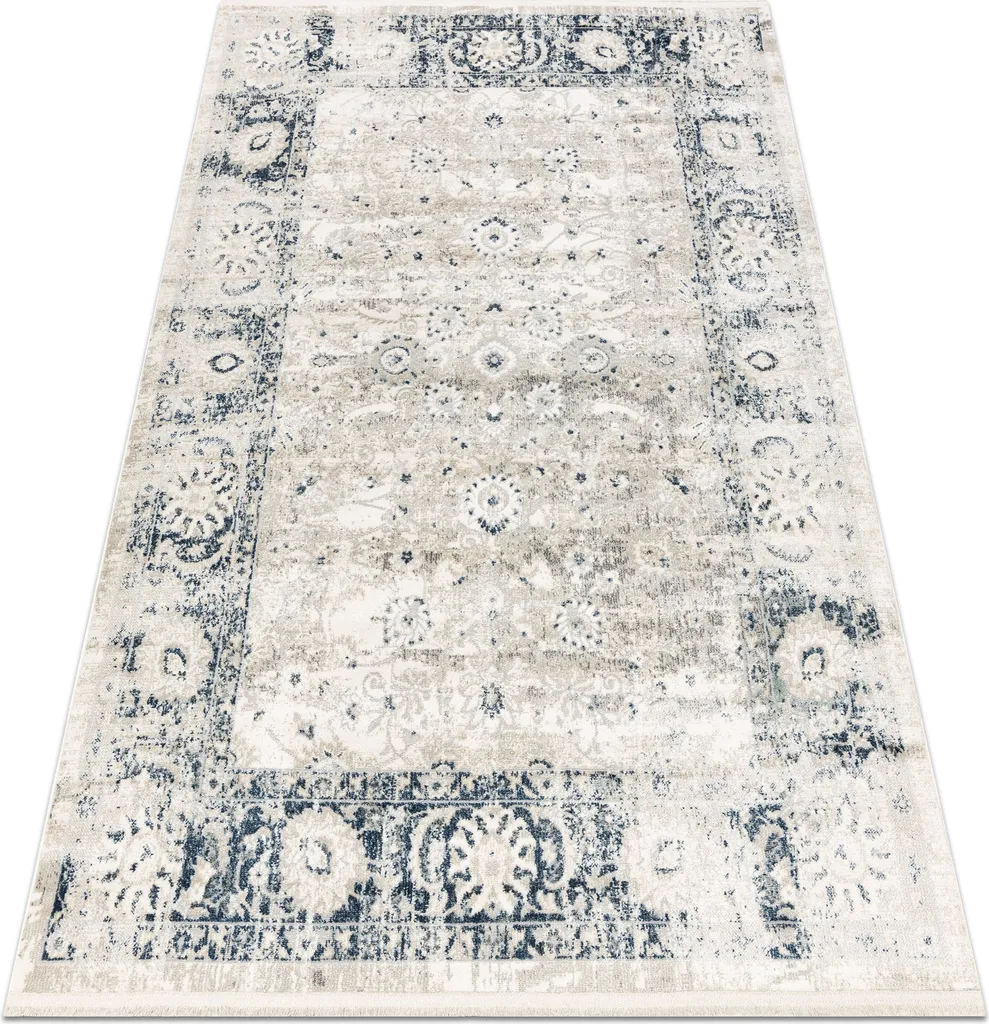 Tapis de salle à manger moderne blanc bleu marine DISTIN 180x270 cm