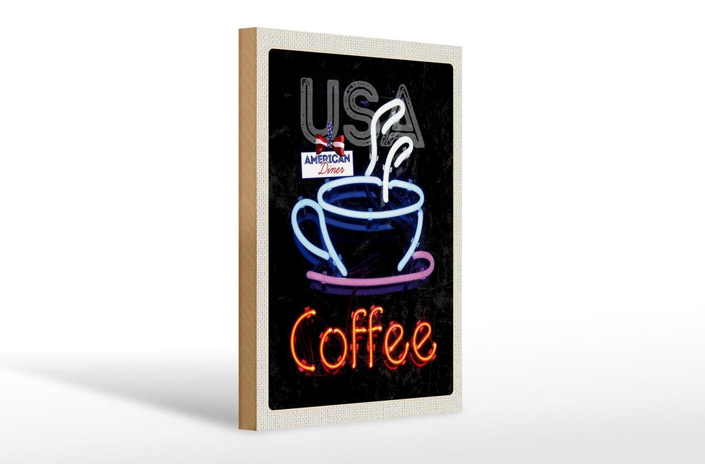 Holzschild Reise 20x30cm USA Amerika Kaffee Tee Kuchen Urlaub