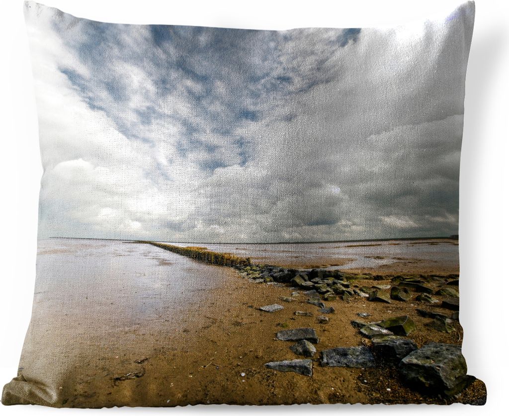 MuchoWow Outdoor Kissen - Stein - Meer - Friesische Inseln - 60x60 cm - Wetterfest - Lounge Kissen - Dekoration - Schlaf Kissen