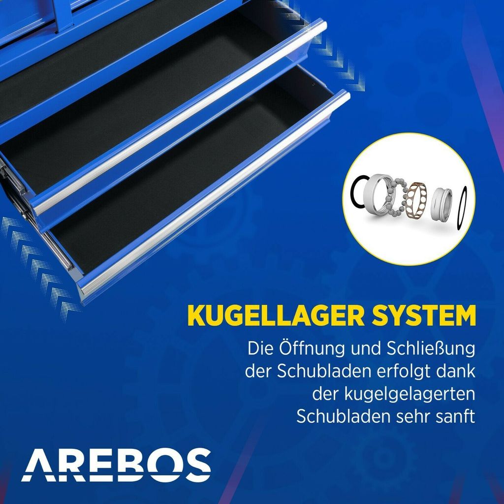 AREBOS Werkstattwagen 7 Fächer, zentral abschließbar, Produktbild 3