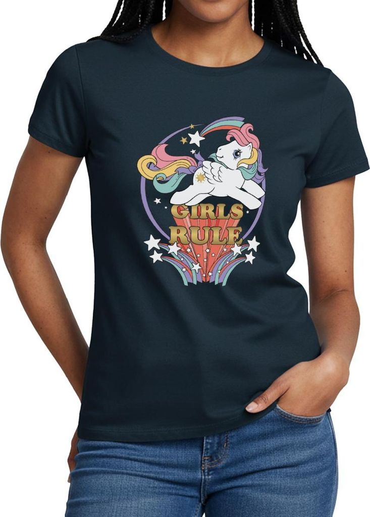 Spreadshirt My little Pony Retro Girls Rule 80er Frauen T-Shirt, XXL, Navy
