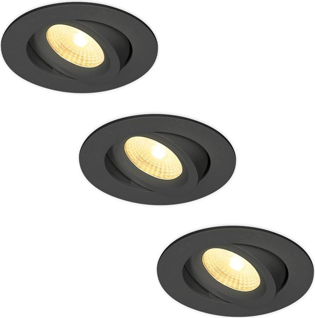 hoftronic LED Einbaustrahler 8W 650lm 2700K Schwarz IP44 Schwenkbar Dimmbar