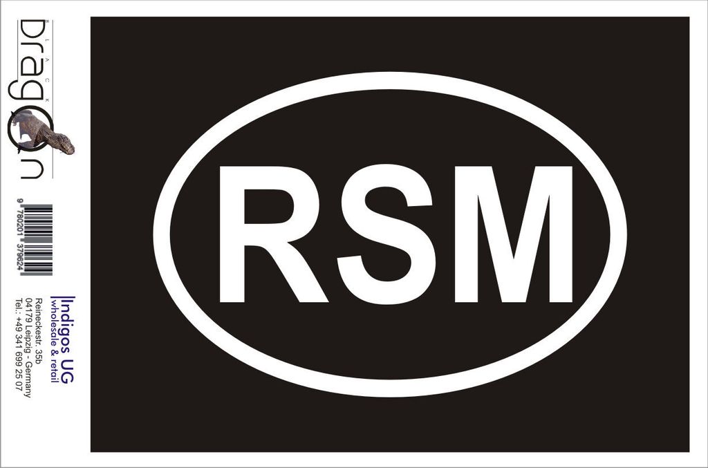Aufkleber / Autoaufkleber - JDM / Die cut / Auto / OEM - San Marino RSm - 160x110mm schwarz - Heckscheibe / Heckscheibenaufkleber