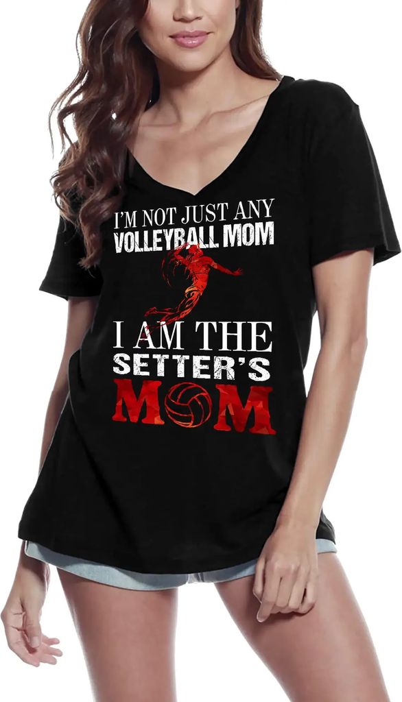 Damen Grafik T-Shirt V-Ausschnitt Ich bin nicht irgendeine Volleyball-Mutter ich bin die Mutter der Aufschlägerin – I'm Not Just Any Volleyball Mom