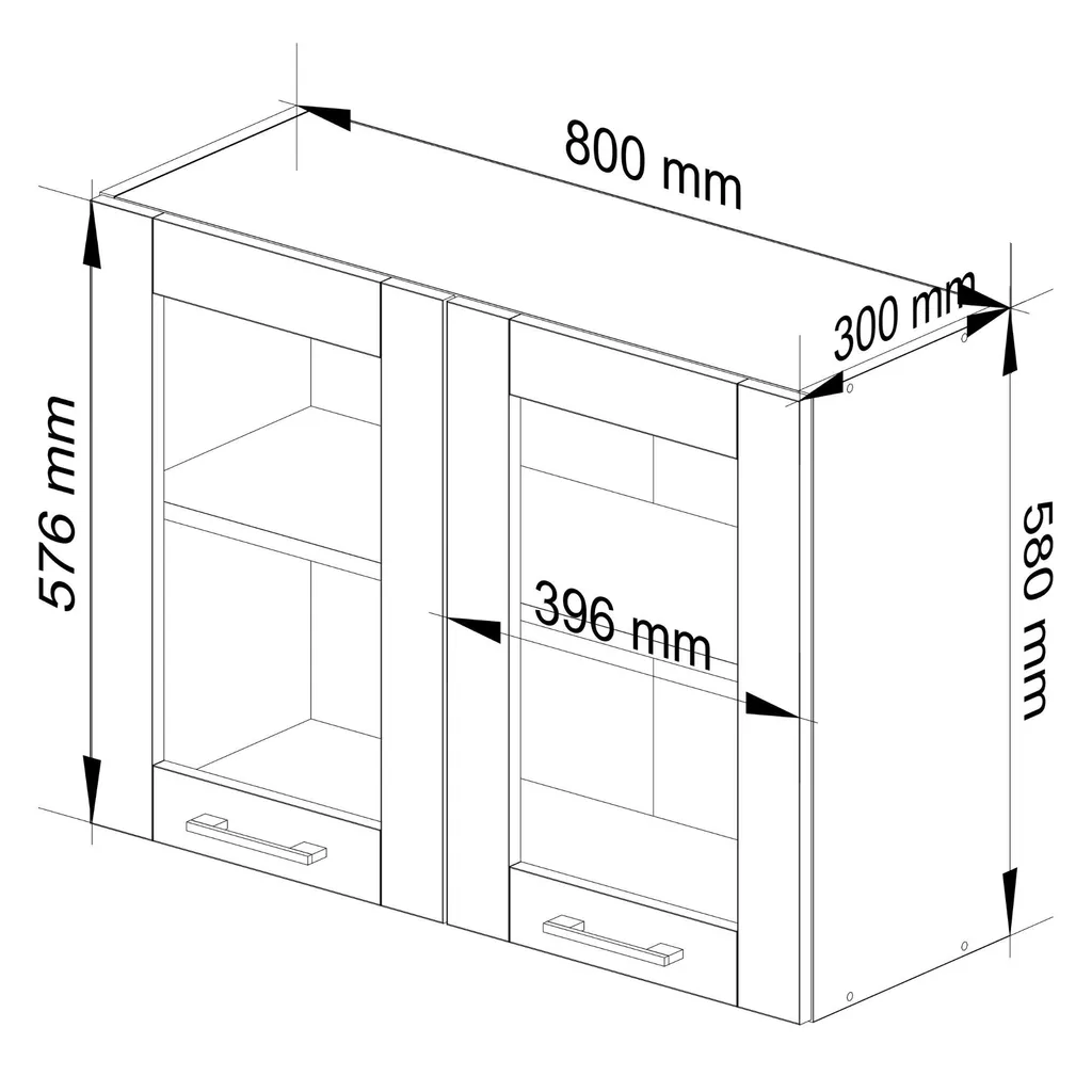 Vitrine Basse Oliwia 80cm Finition Béton - Design Industriel Robuste - 3
