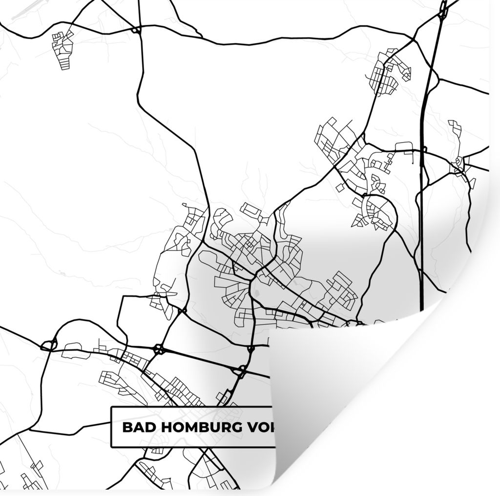MuchoWow Wandtattoo Wandsticker Wandaufkleber Bad Homburg vor der Höhe - Karte - Stadtplan 50x50 cm Selbstklebend und Repositionierbar - Selbstk...