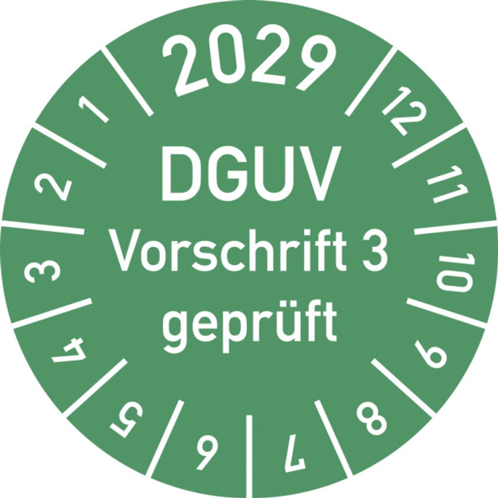 Dreifke Prüfplakette 2029 DGUV Vorschrift 3 , Dokumentenfolie, Ø 15 m...