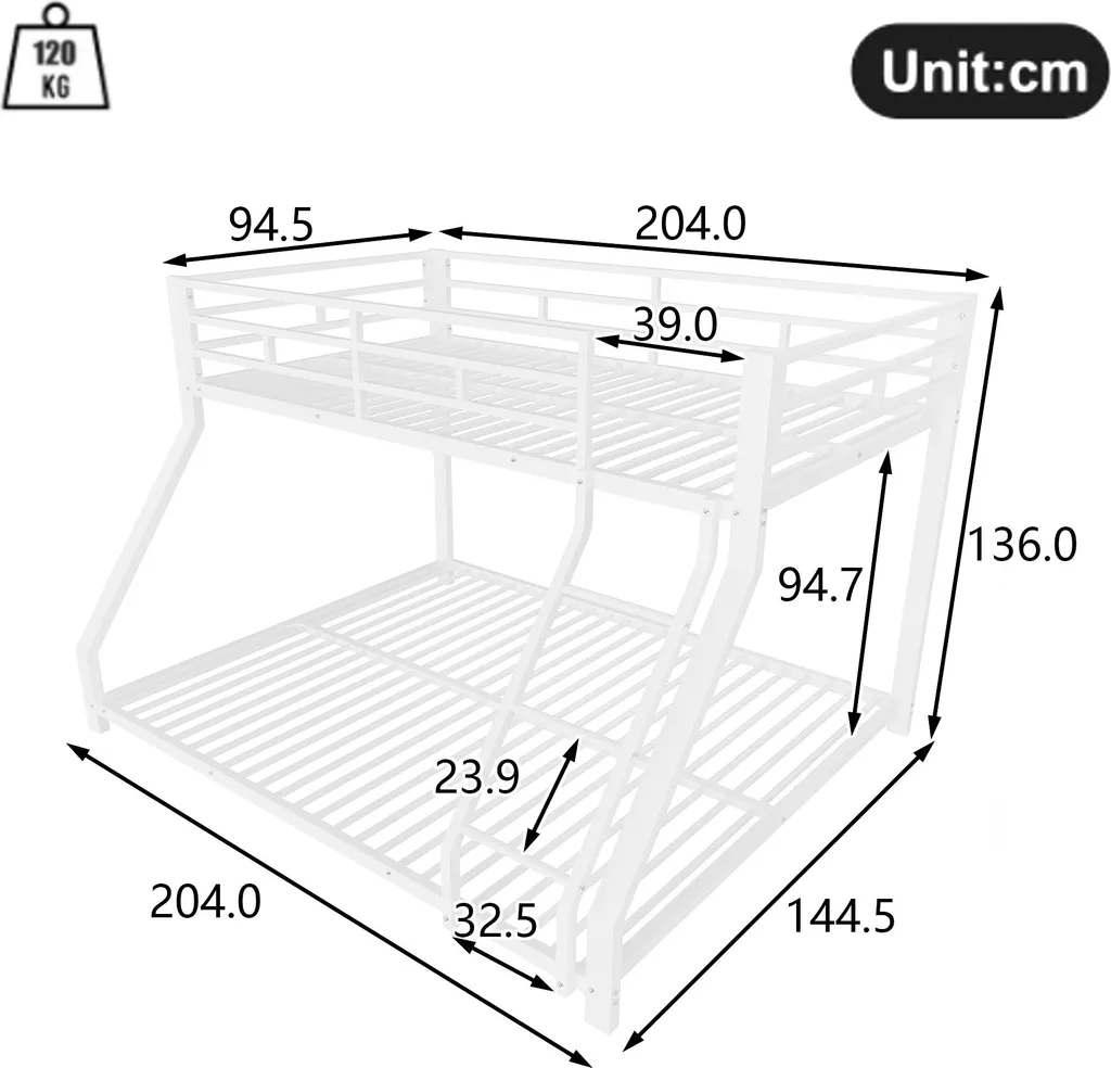 Lit Superposé Stable et Sécurisé en Métal Blanc pour Petits Espaces