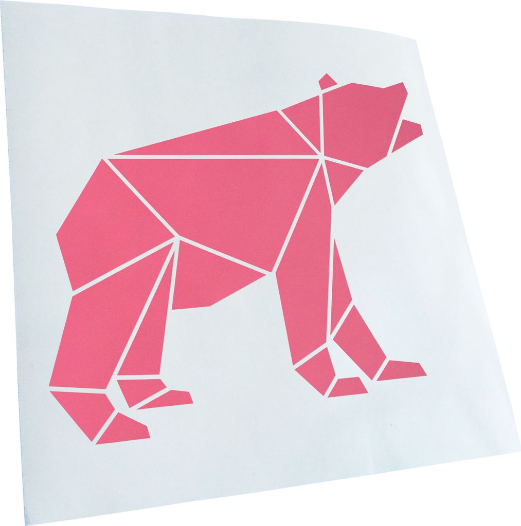 Kiwistar - Autoaufkleber - Papierfalten Bär - Hellrosa - 50x42cm - Aufkleber für Auto, Laptop, Fahrrad, LKW, Motorrad mehrfarbig JDM Decal Racing