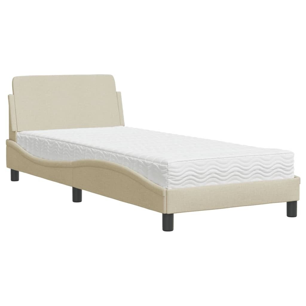SYFAX Bett mit Matratze "Dover" Creme 80x200 cm Stoff