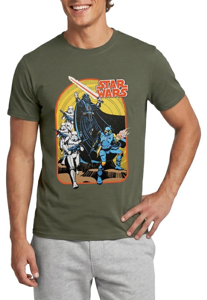 Star Wars Retro Darth Vader Und Stormtrooper Männer T-Shirt, 3XL, Militärgrün
