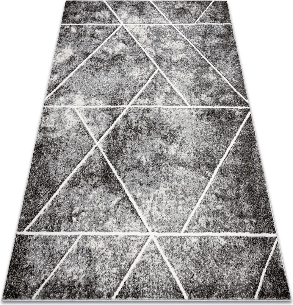 Tapis Géométrique Gris Structurel MATEO 140x190 - Effet de Relief