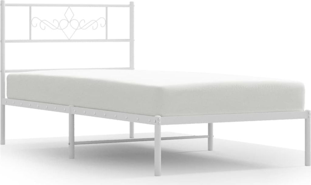 Bettgestell mit Kopfteil Metall Weiß 107x203 cm