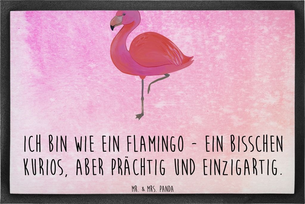 Mr. & Mrs. Panda Schmutzfangmatte Flamingo Classic 50 x 75 cm - Aquarell Pink - Geschenk, Tochter, Gummimatte, Prächtig, fußmatte, Rosa, Bodenvor...