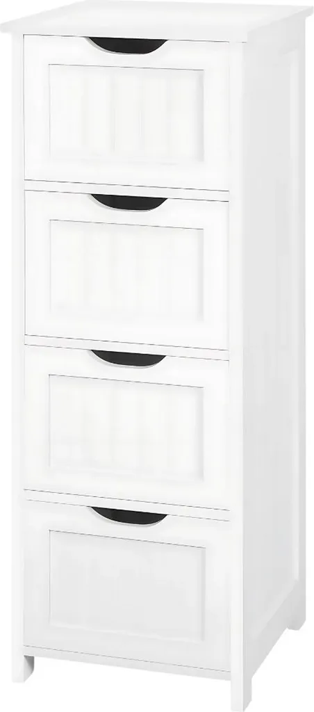 Petit meuble de rangement salle de bain gris 4 tiroirs spécial angle