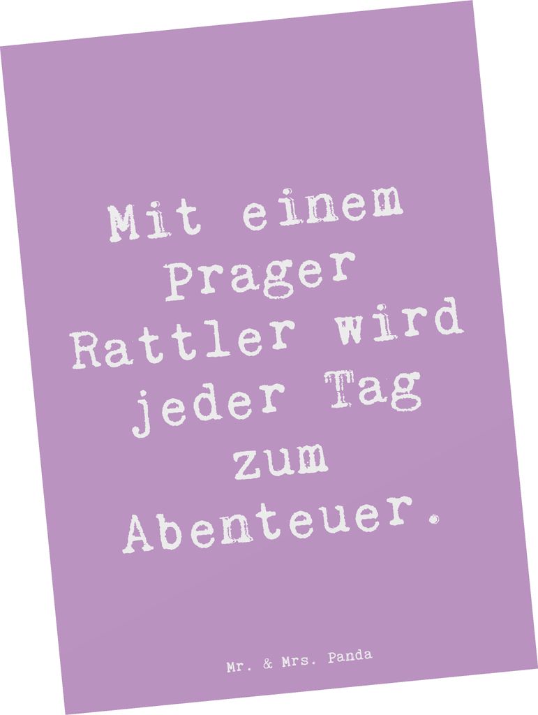 Mr. & Mrs. Panda Postkarte Spruch Prager Rattler Abenteuer - Lavendeltraum - Geschenk, Hunderassen Charakter, bildkarte, treue Begleiter, Grußkart...
