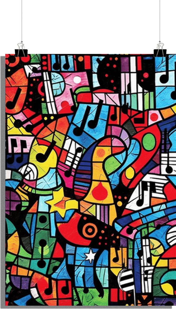 Abstraktes Poster - Musiknoten Poster - Kunstposter - Stilvoll Poster - Musik Poster - 61x91cm - Perfekt zum Einrahmen